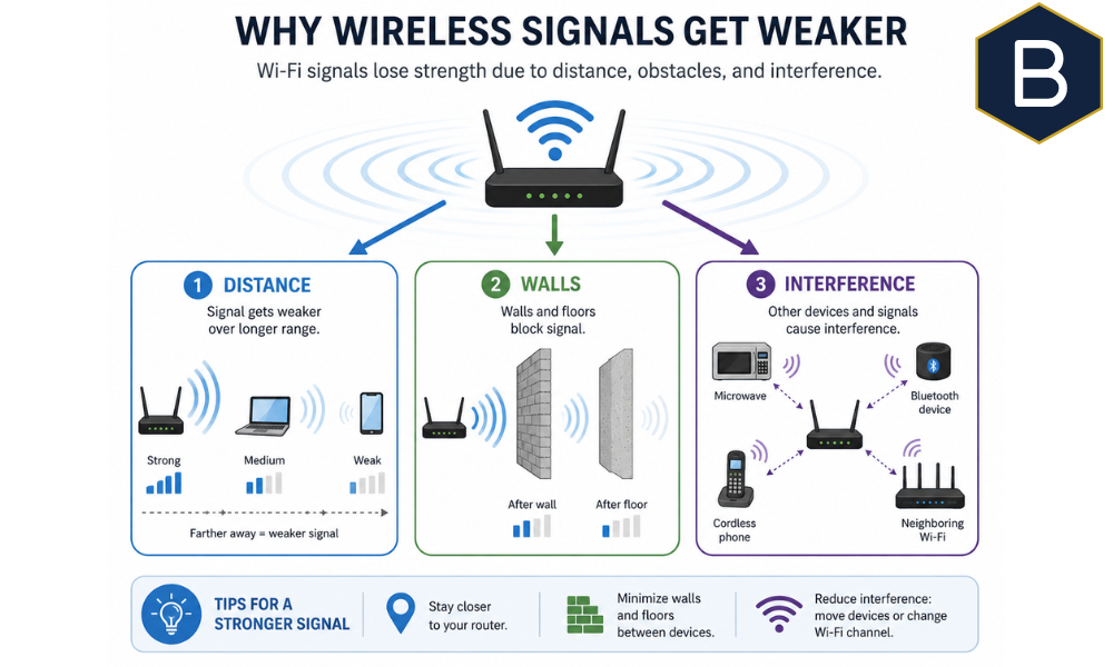 wireless signal weakening causes infographic